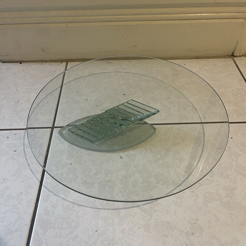 Vintage Clear Glass Cake Stand Plate Round Wedding Party Dessert Party Lite 14"